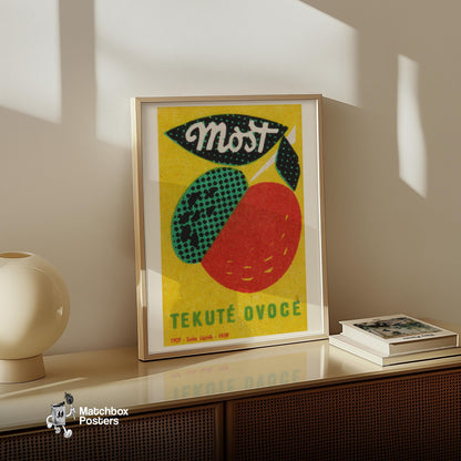Fruit Juice - vintage matchbox label print - size comparison