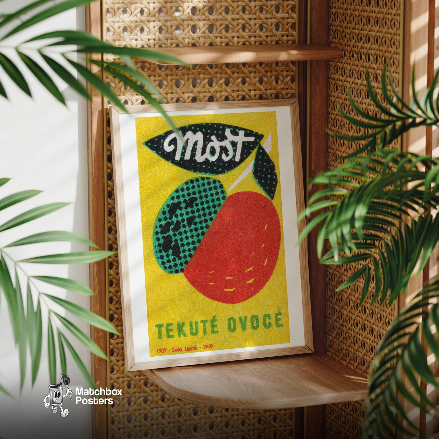 Fruit Juice - vintage matchbox label print - office wall
