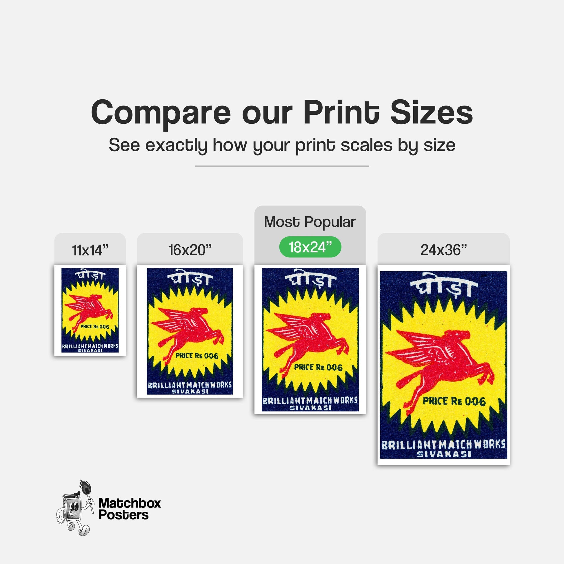 Red Pegasus - vintage matchbox label print - gallery wall preview
