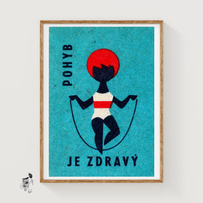 Skipping Girl - vintage matchbox label print