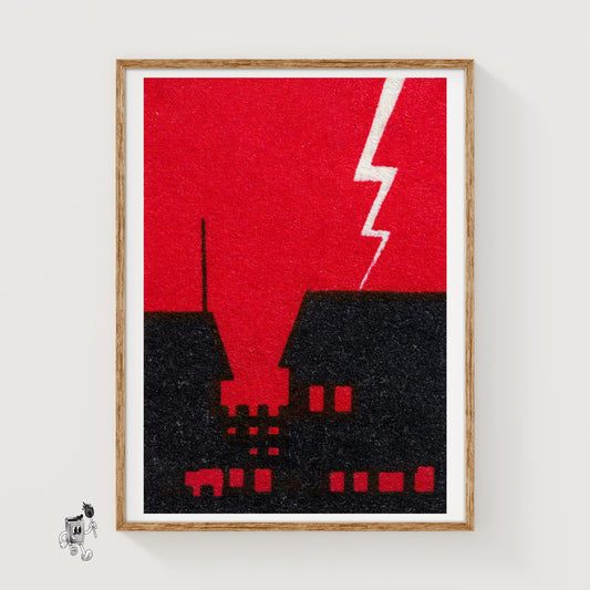 Industrial Lightning - vintage matchbox label print
