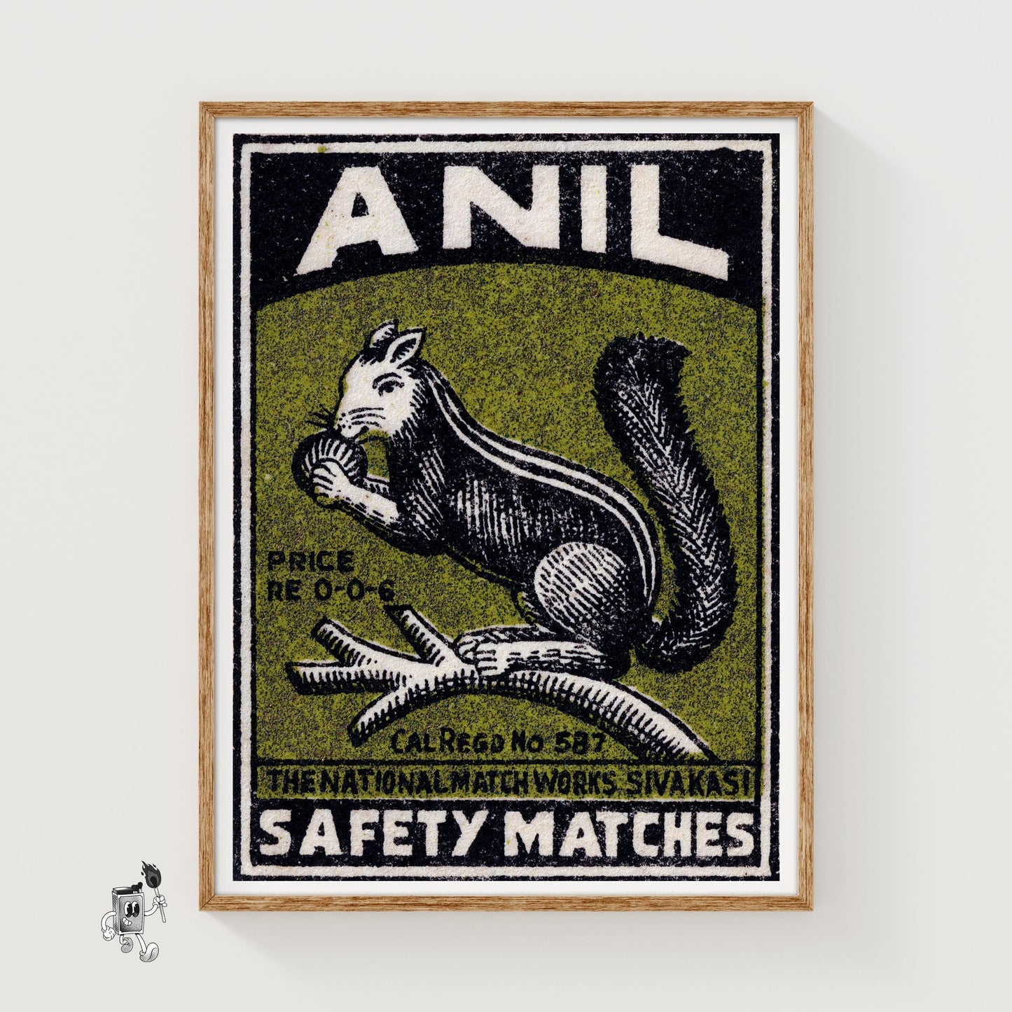 Squirrel - vintage matchbox label print