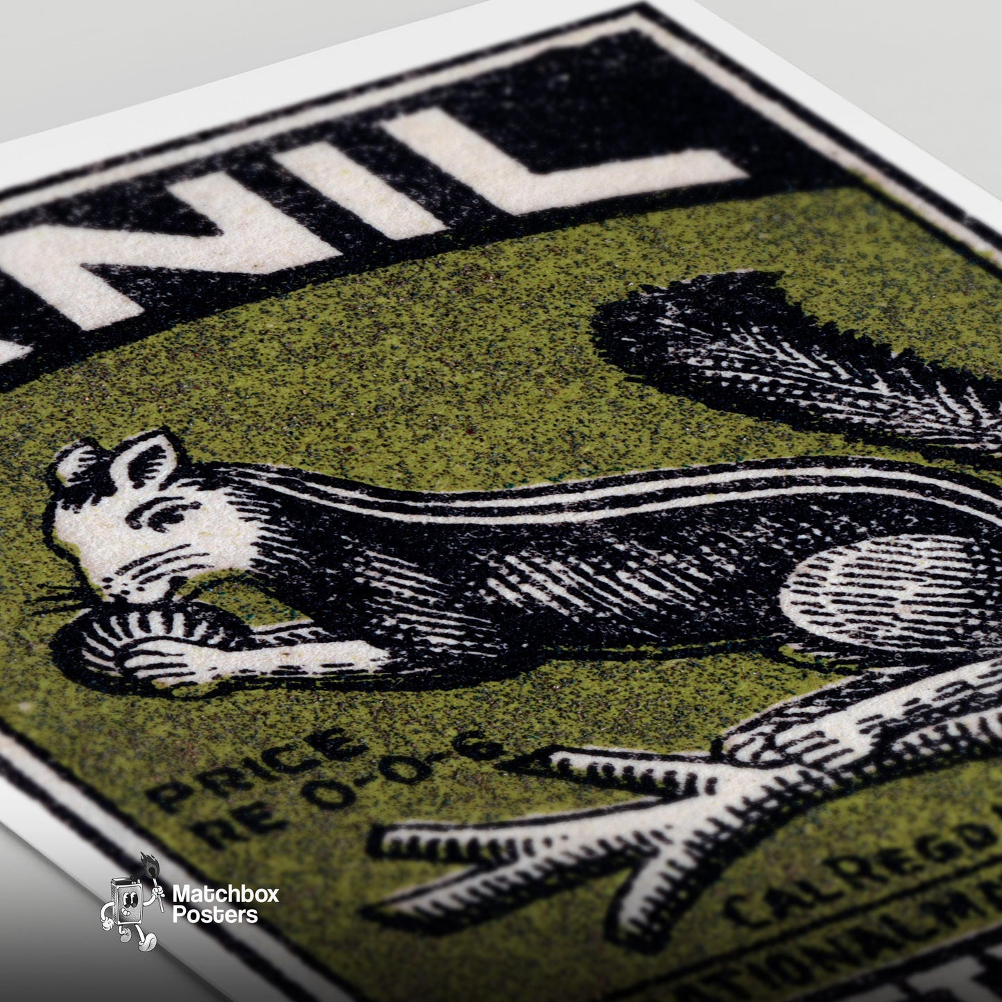Squirrel - vintage matchbox label print - close-up detail
