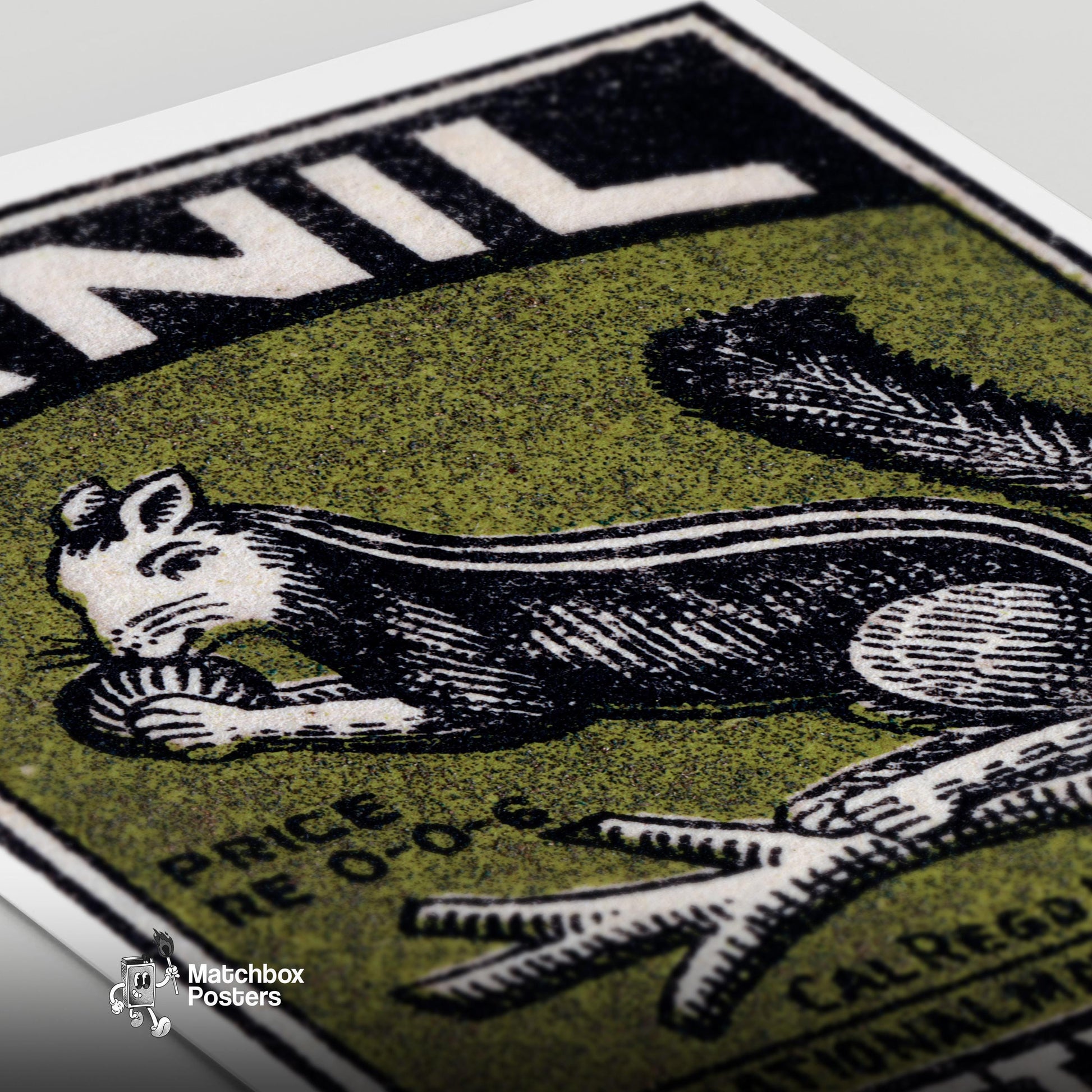 Squirrel - vintage matchbox label print - close-up detail