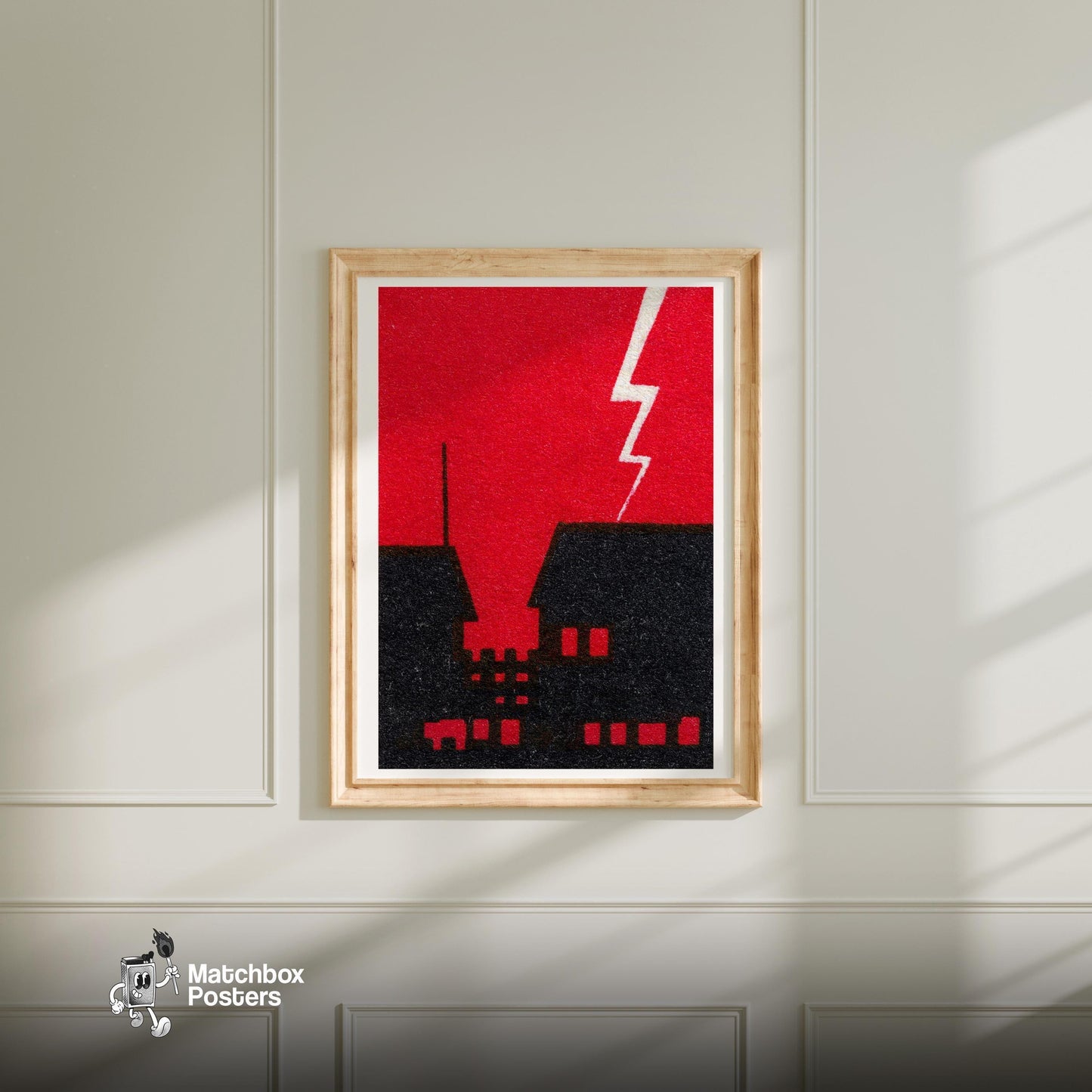 Industrial Lightning - vintage matchbox label print - bedroom mockup