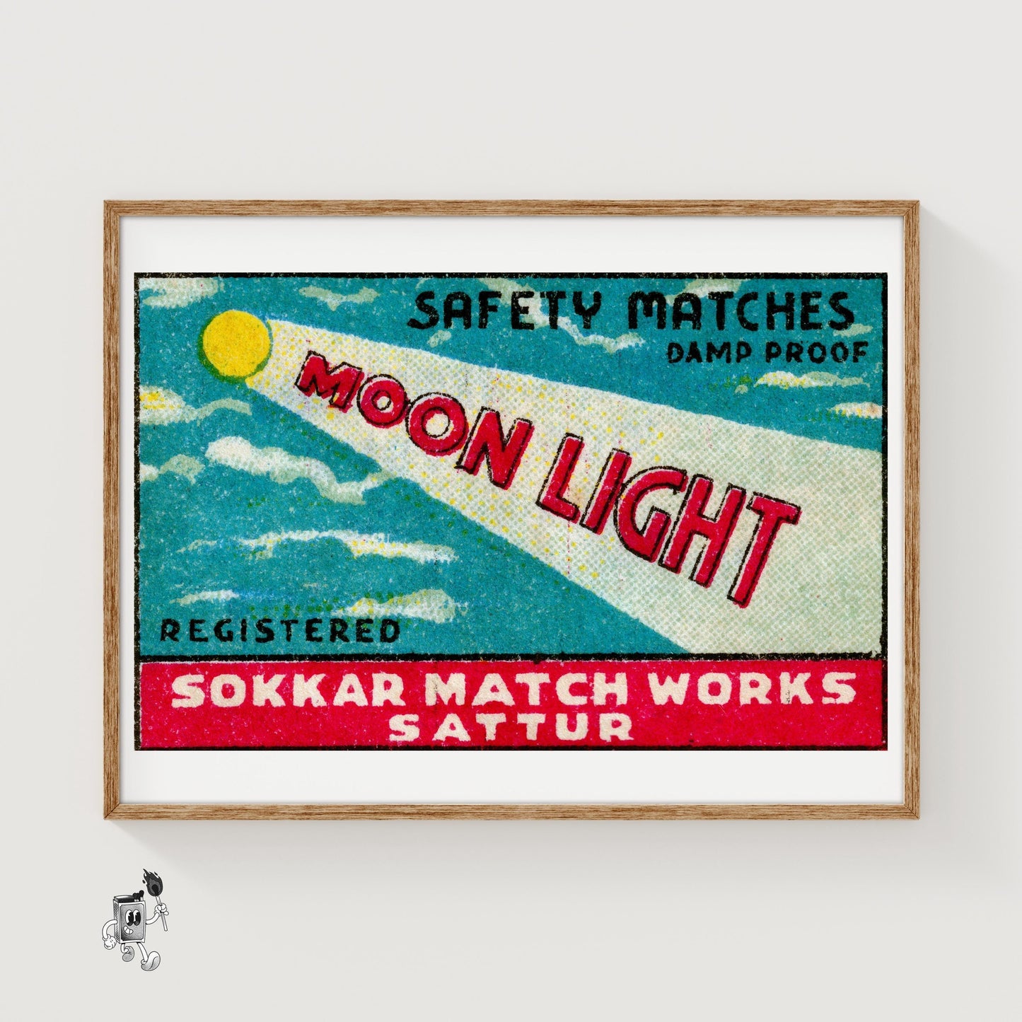 Moonlight - vintage matchbox label print