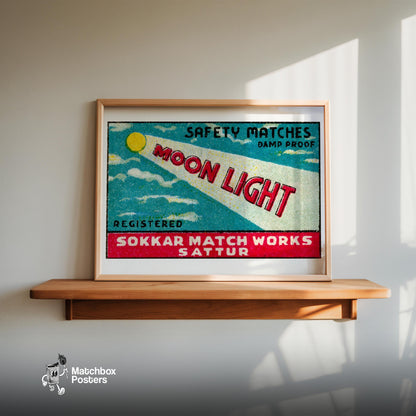 Moonlight - vintage matchbox label print - size comparison