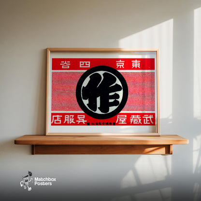 Japanese Traditional Logo - vintage matchbox label print - size comparison
