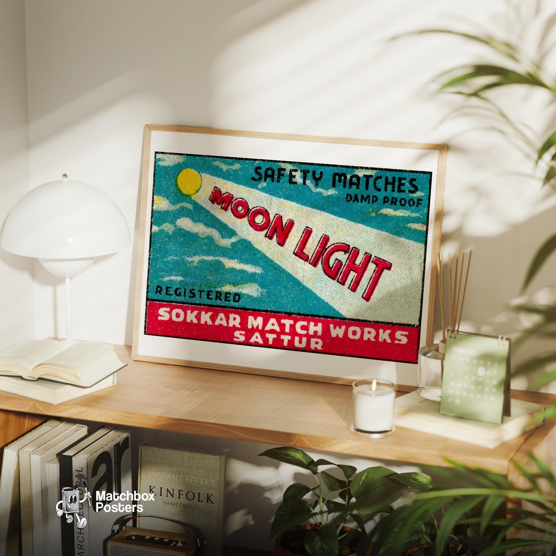 Moonlight - vintage matchbox label print - office wall