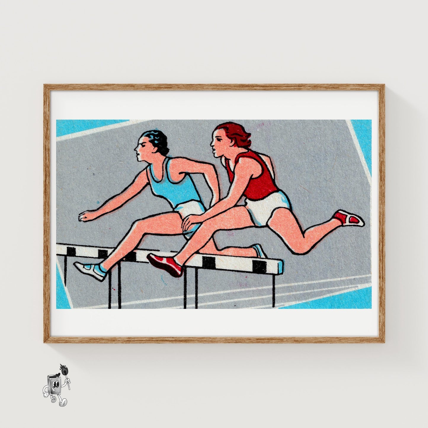 Track Athletes - vintage matchbox label print