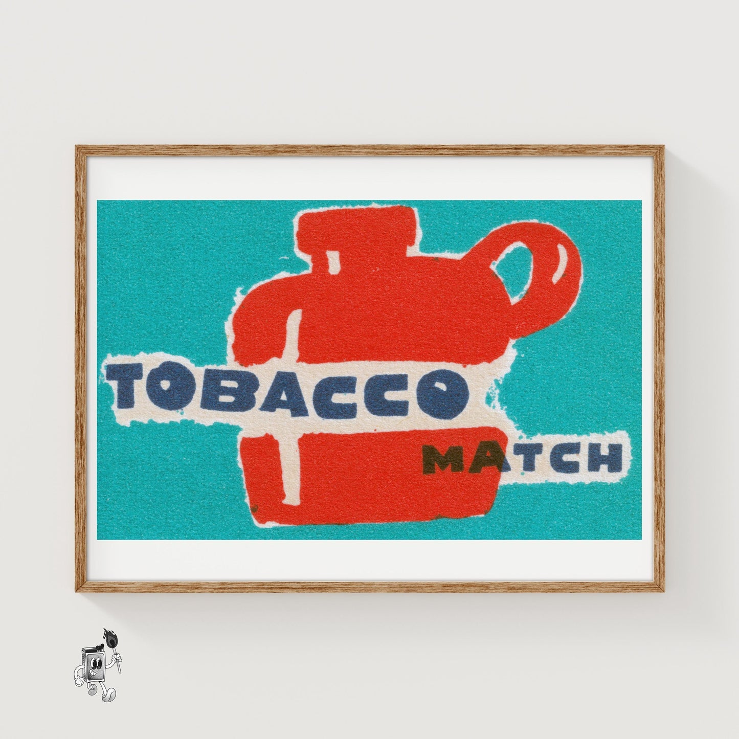 Red Flask Tobacco Match - vintage matchbox label print