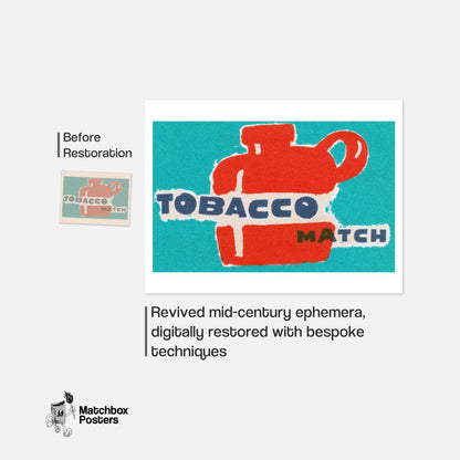 Red Flask Tobacco Match - vintage matchbox label print - framed wall art preview