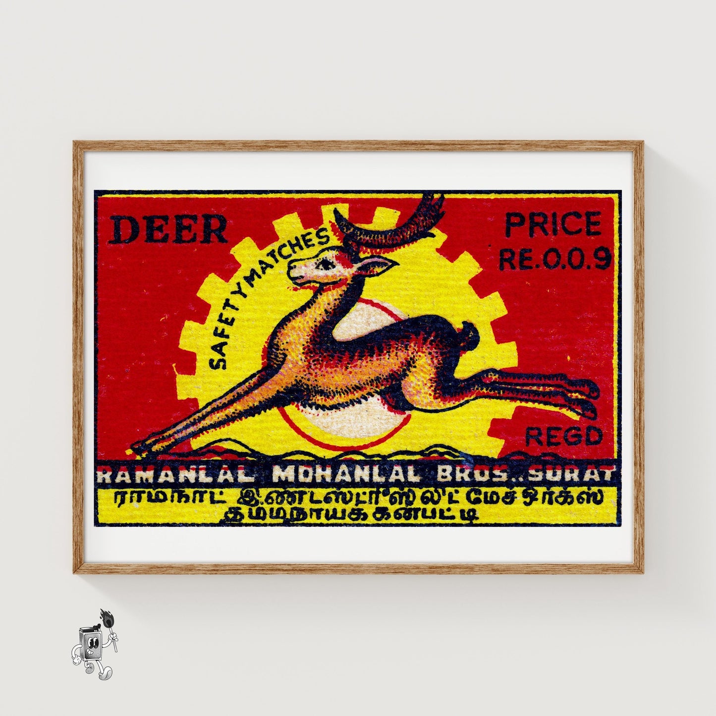 Leaping Deer - vintage matchbox label print
