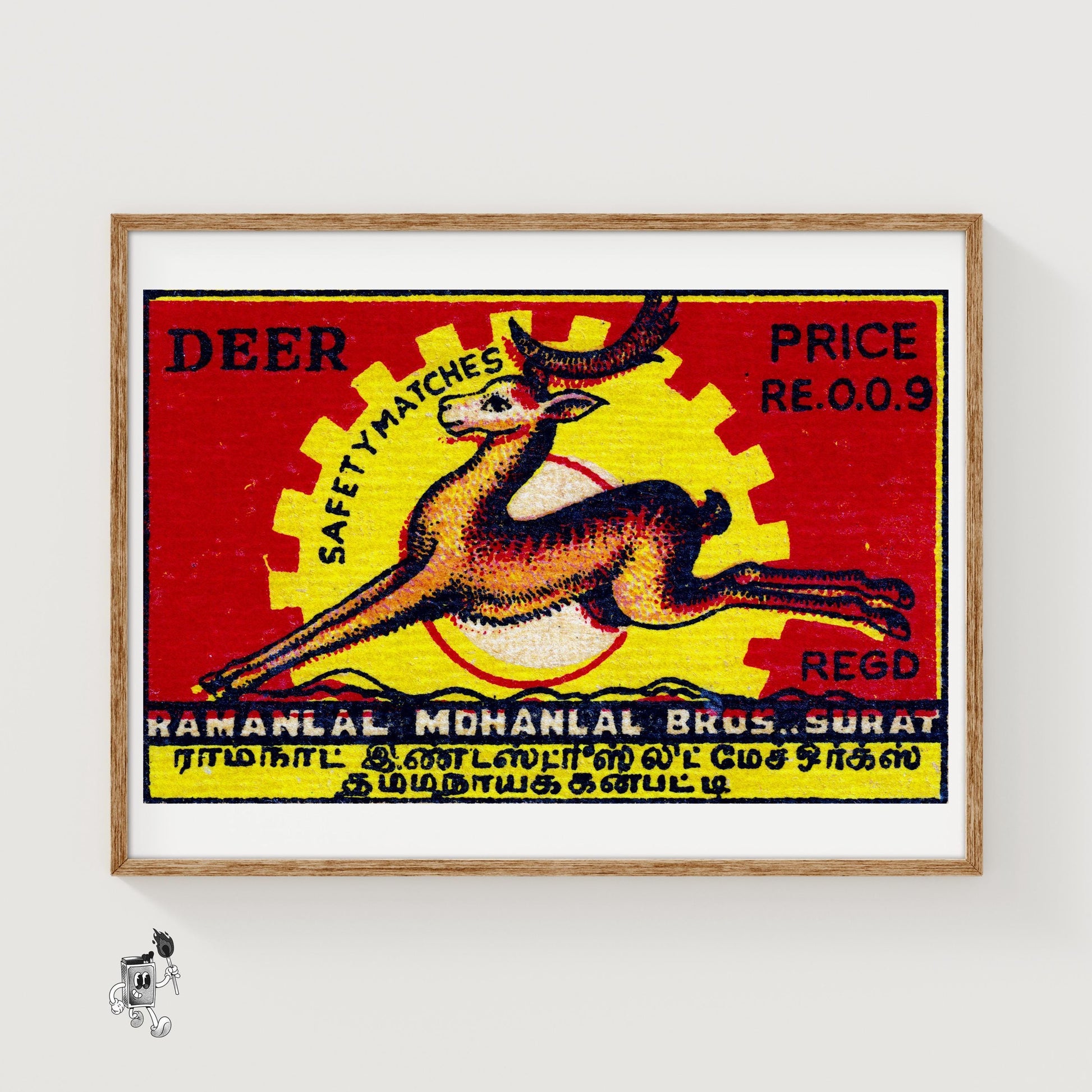 Leaping Deer - vintage matchbox label print