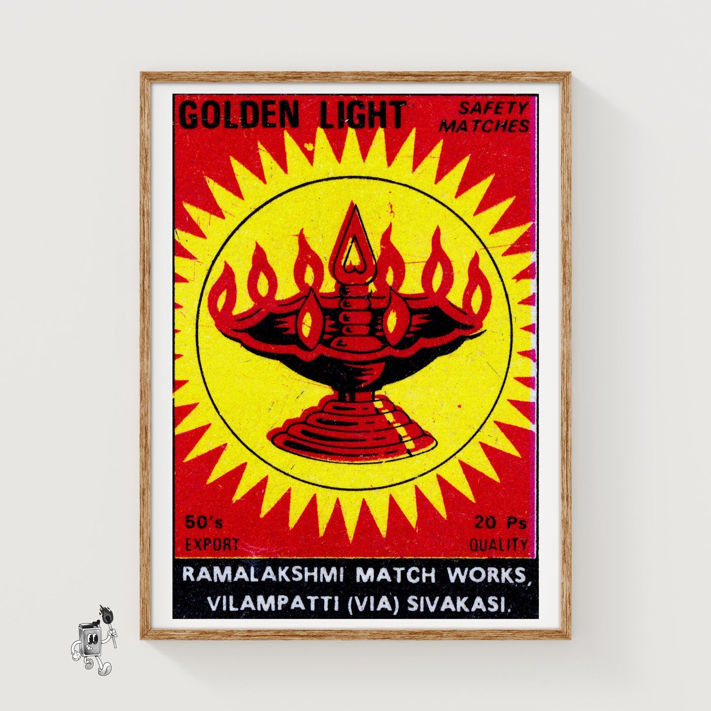Oil Lamp - vintage matchbox label print