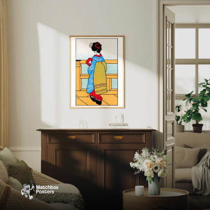 A Person 1920s-30s Matchbox Label - vintage matchbox label print - living room mockup
