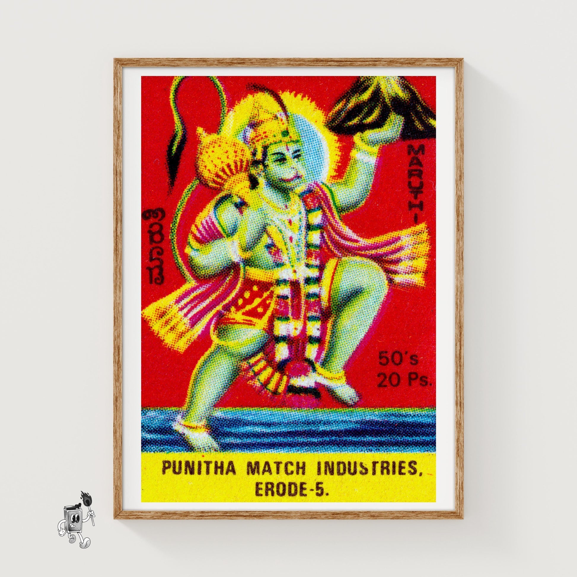 Hanuman - vintage matchbox label print