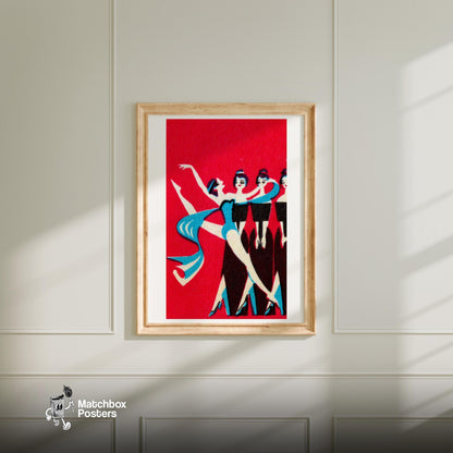 Professional Dancers - vintage matchbox label print - bedroom mockup