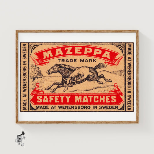 Racing Horse - vintage matchbox label print