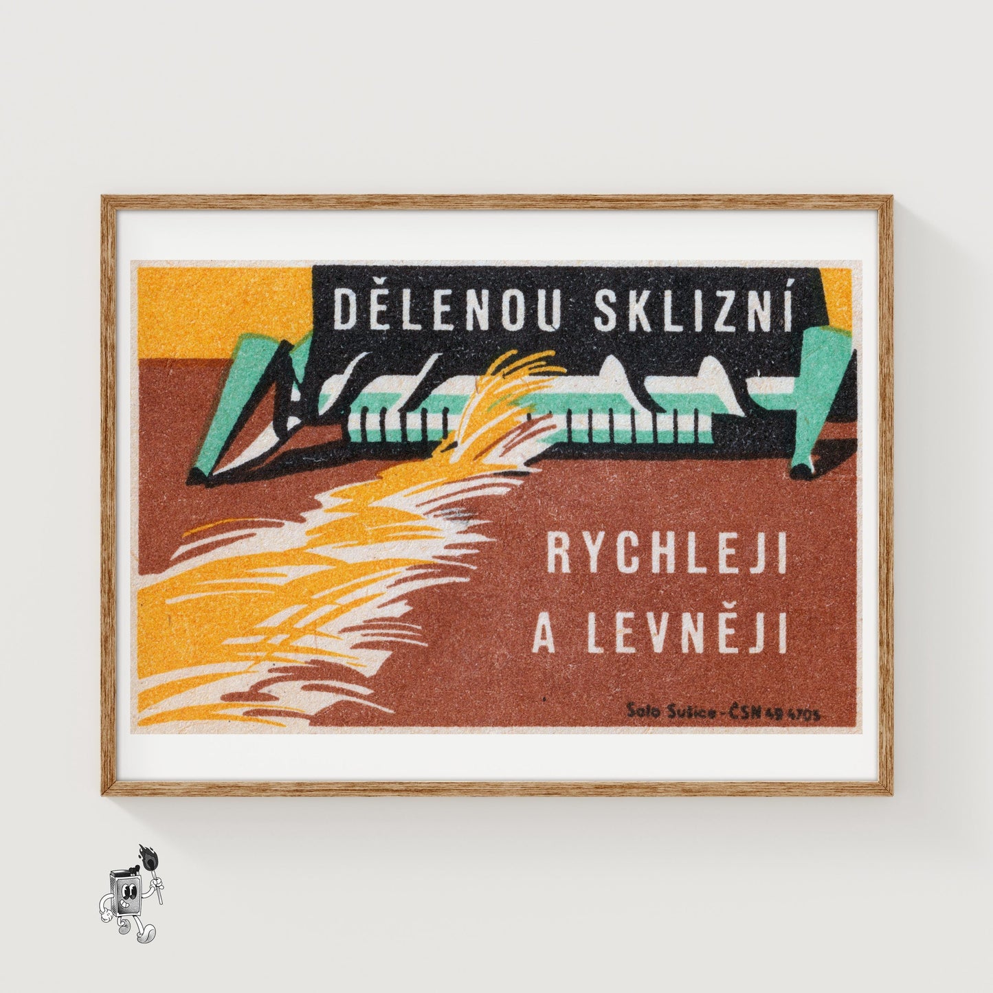 Grain Harvester - vintage matchbox label print