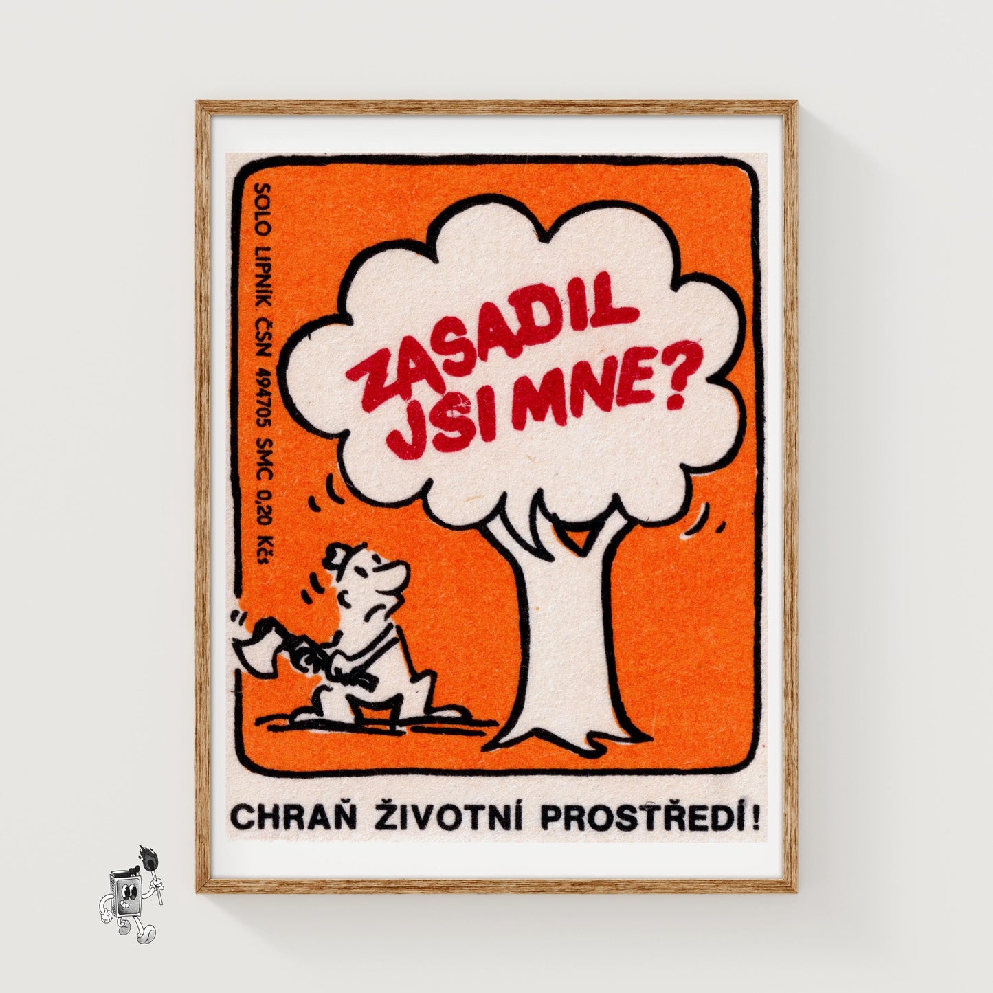 Man Chopping Tree - vintage matchbox label print