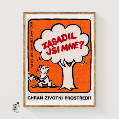 Man Chopping Tree - vintage matchbox label print