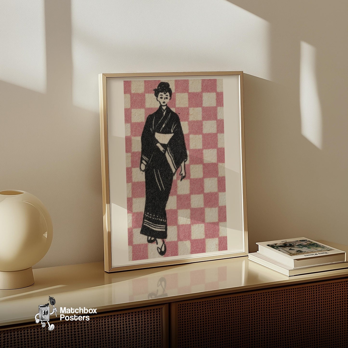 Geisha - vintage matchbox label print - size comparison