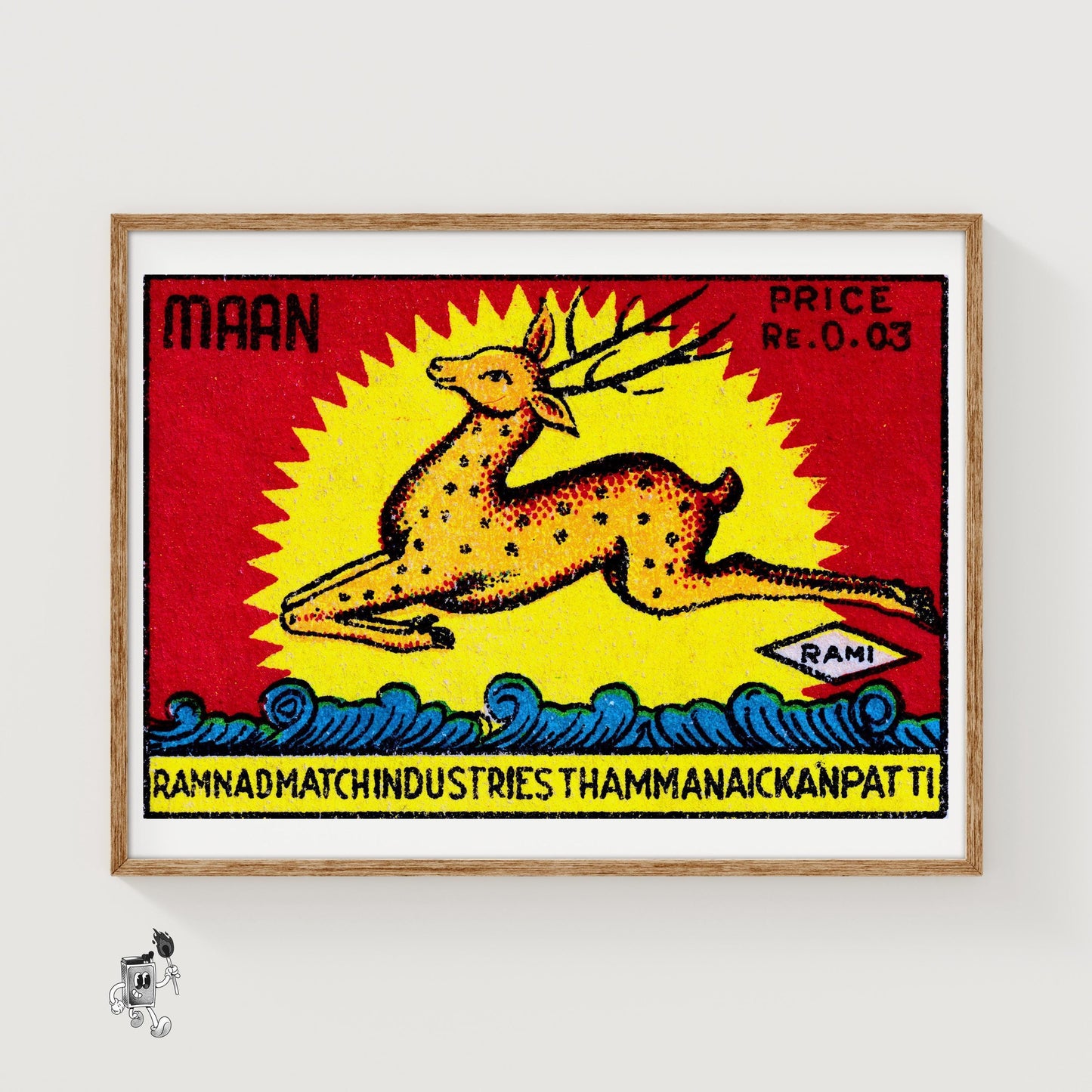 Leaping Deer - vintage matchbox label print