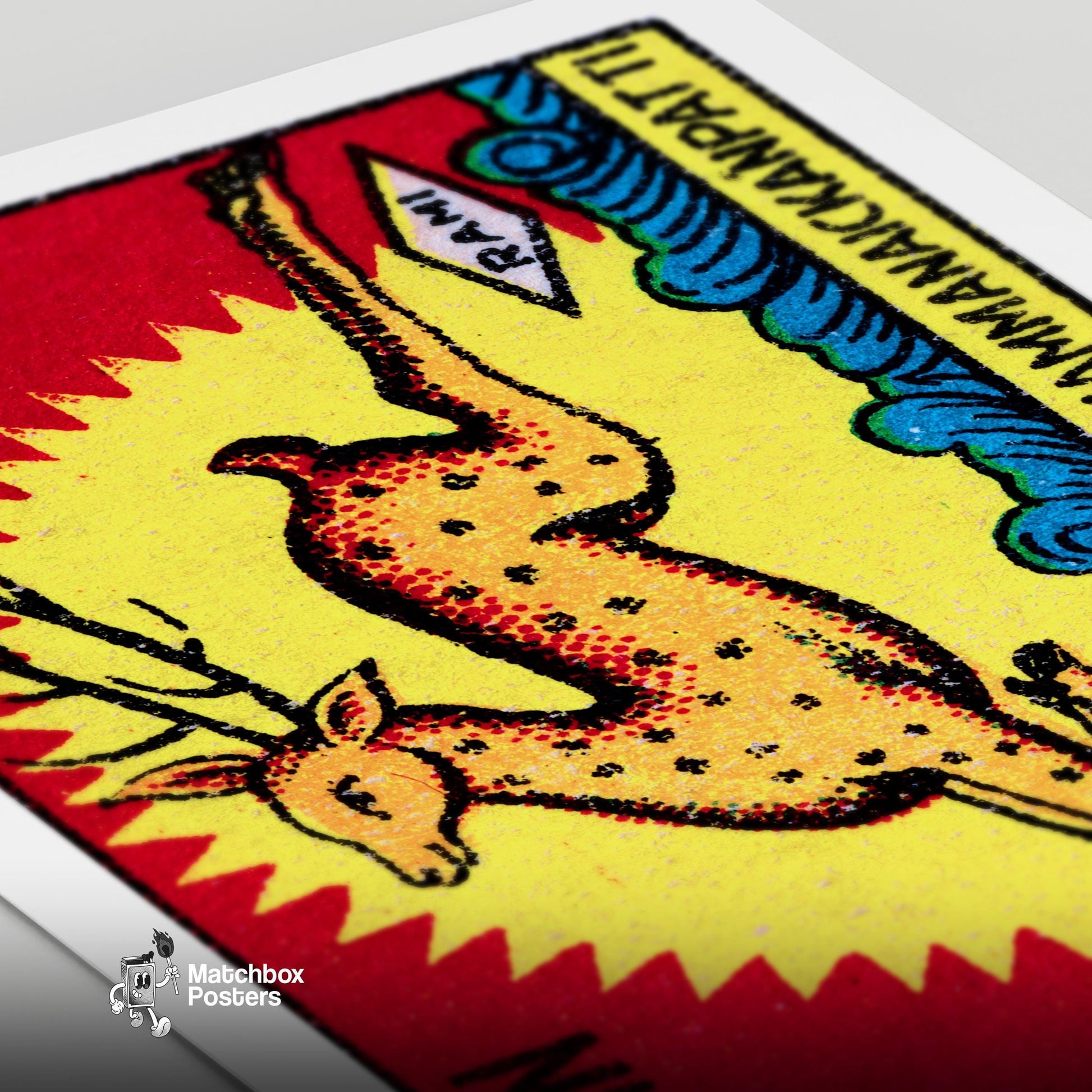 Leaping Deer - vintage matchbox label print - close-up detail