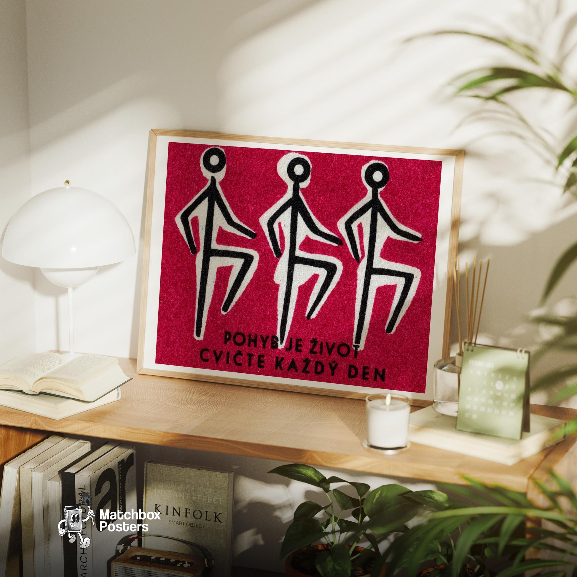 Exercise Each Day - vintage matchbox label print - office wall