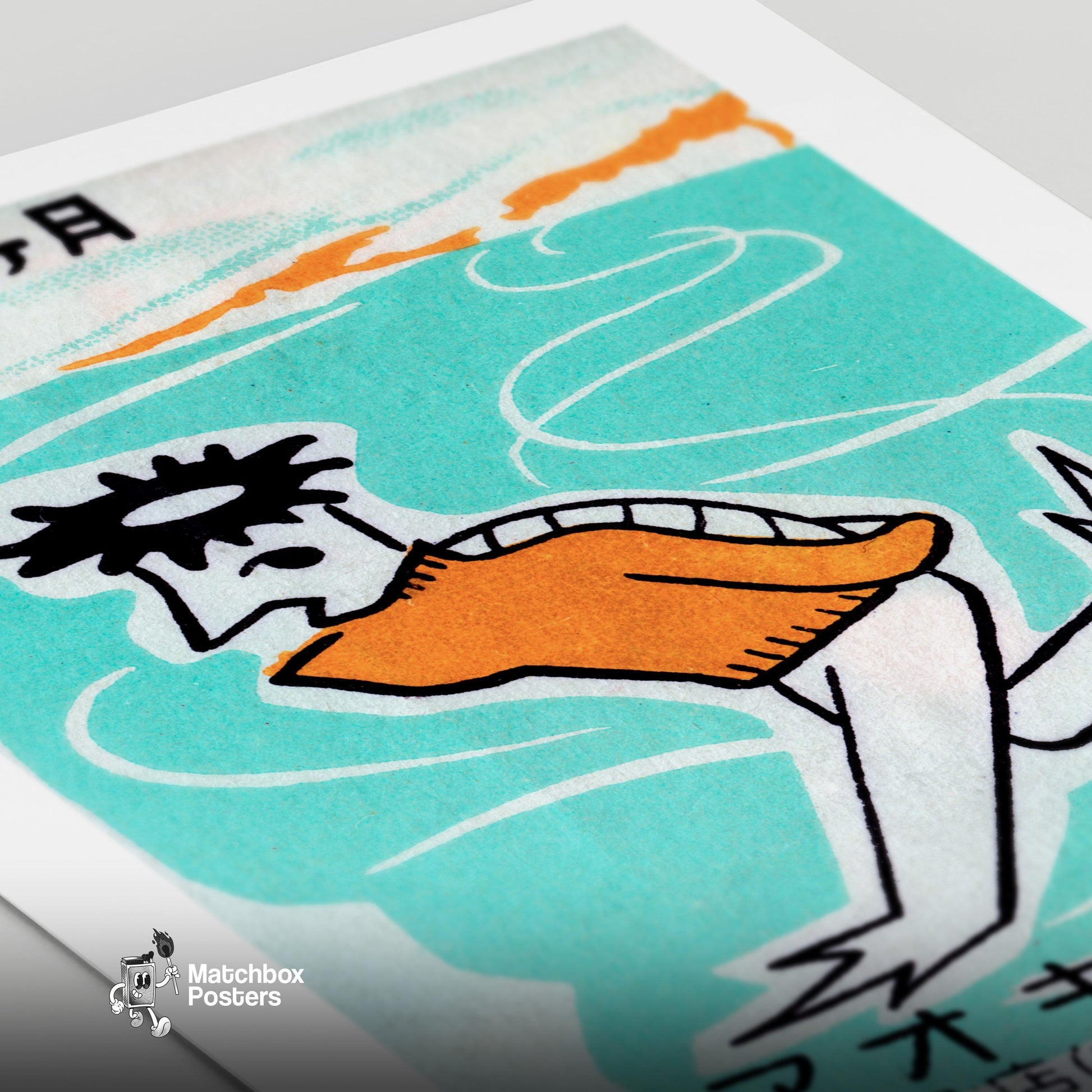 Stylized Figure - vintage matchbox label print - close-up detail