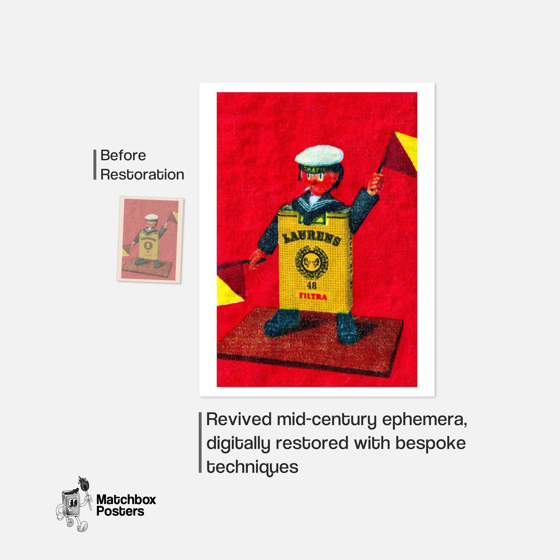 Sailor - vintage matchbox label print - framed wall art preview