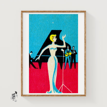 Opera Singer - vintage matchbox label print