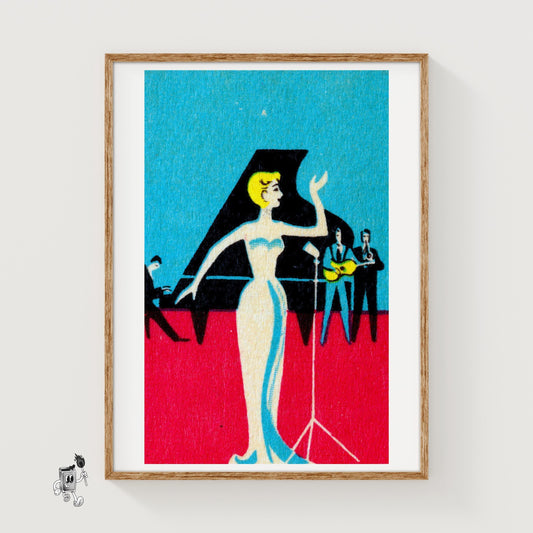 Opera Singer - vintage matchbox label print