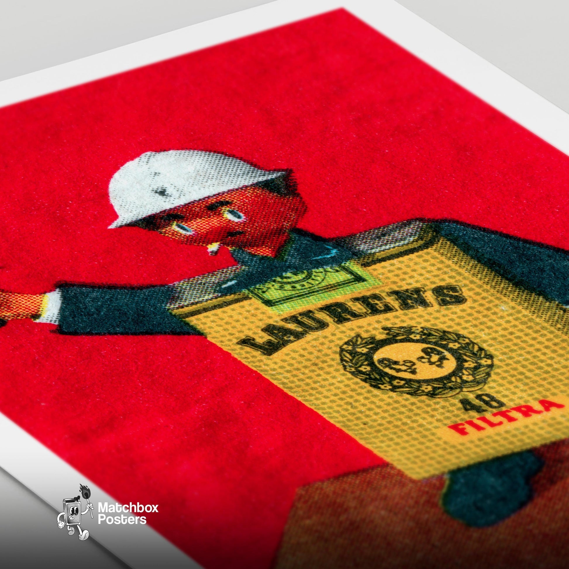 Cigarette Policeman - vintage matchbox label print - close-up detail