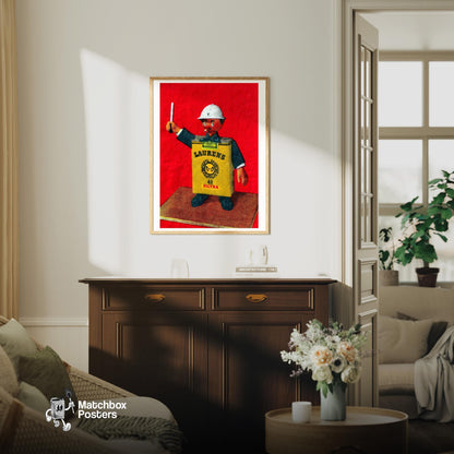 Cigarette Policeman - vintage matchbox label print - living room mockup
