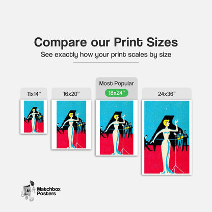 Opera Singer - vintage matchbox label print - gallery wall preview
