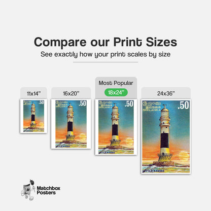 Lighthouse - vintage matchbox label print - gallery wall preview