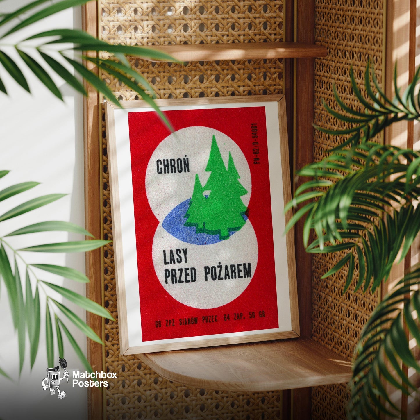 Green Tree - vintage matchbox label print - office wall
