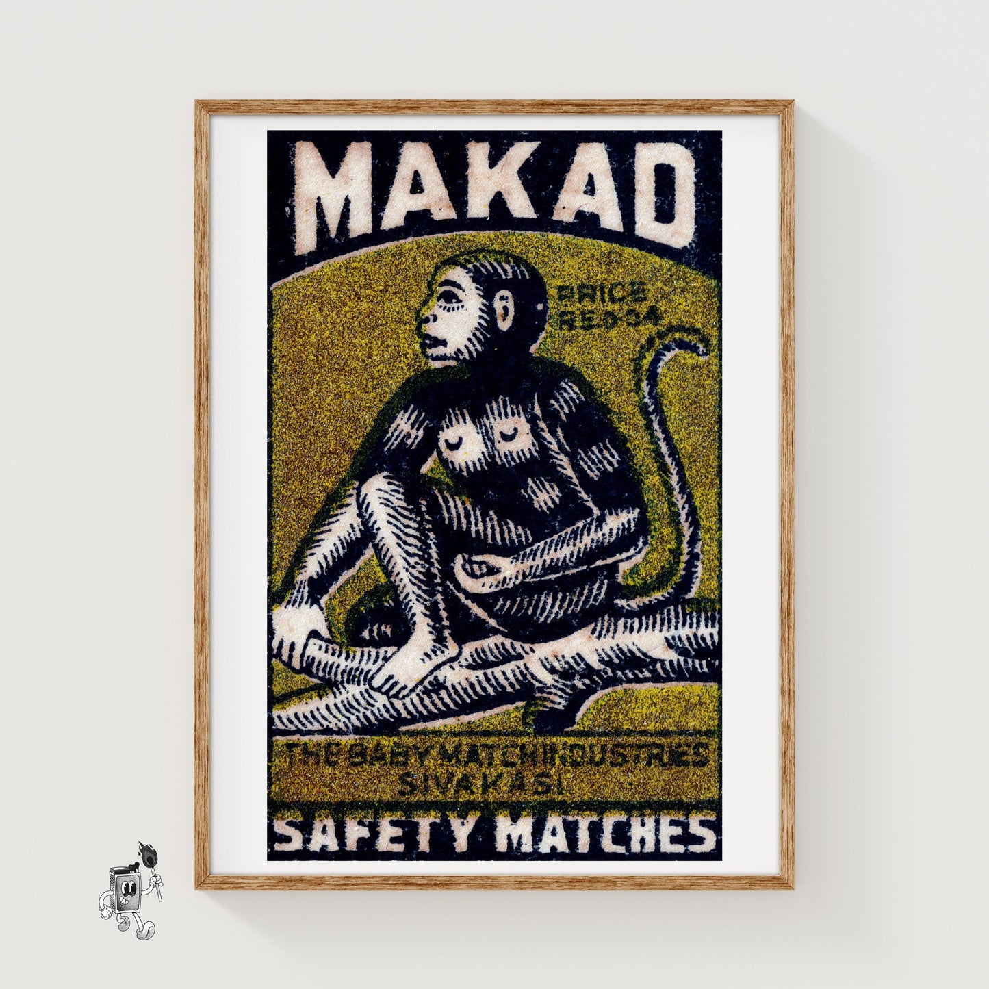 Monkey in Tree - vintage matchbox label print