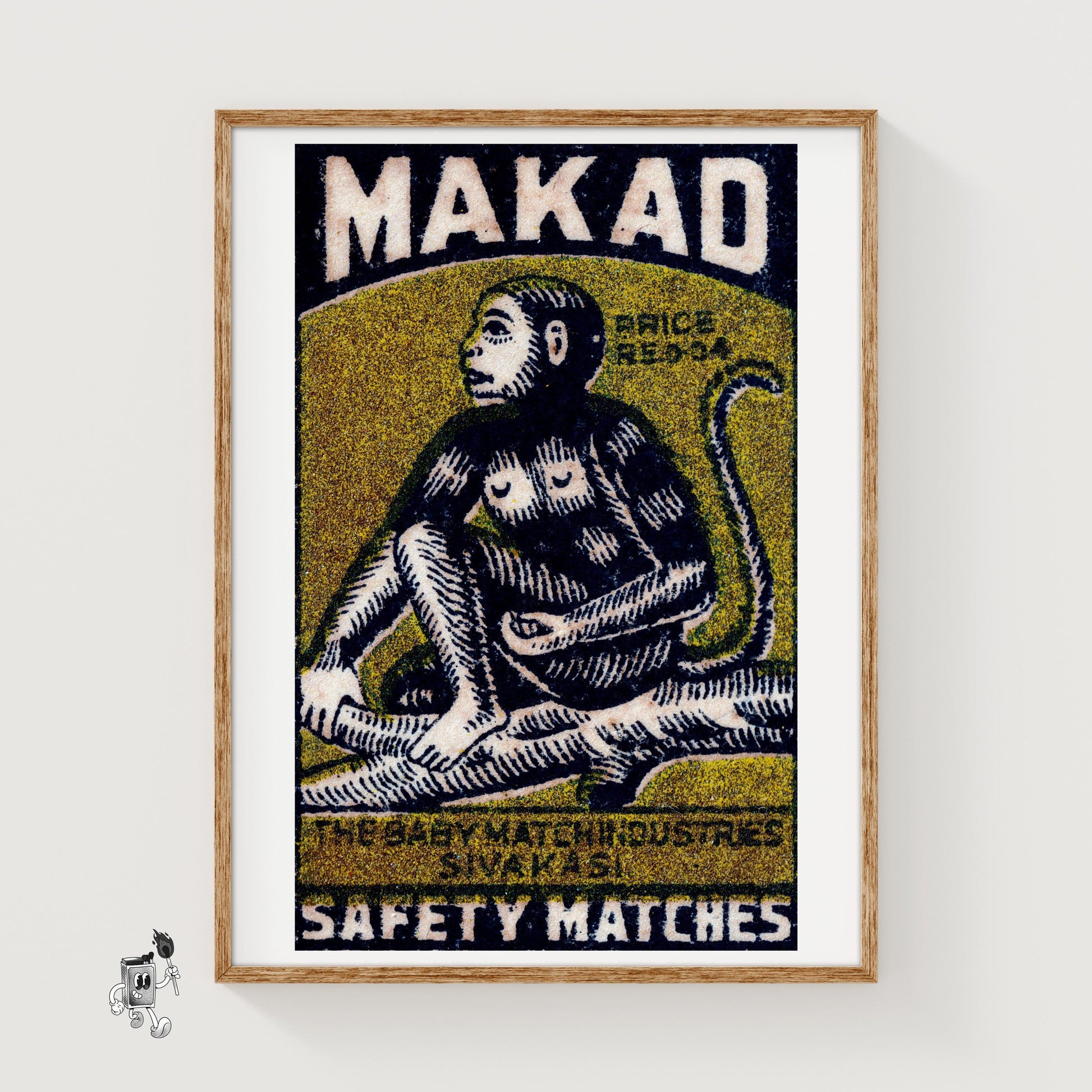 Monkey in Tree - vintage matchbox label print