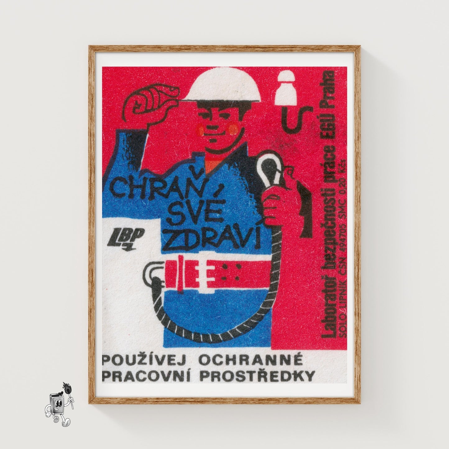 Worker Safety - vintage matchbox label print