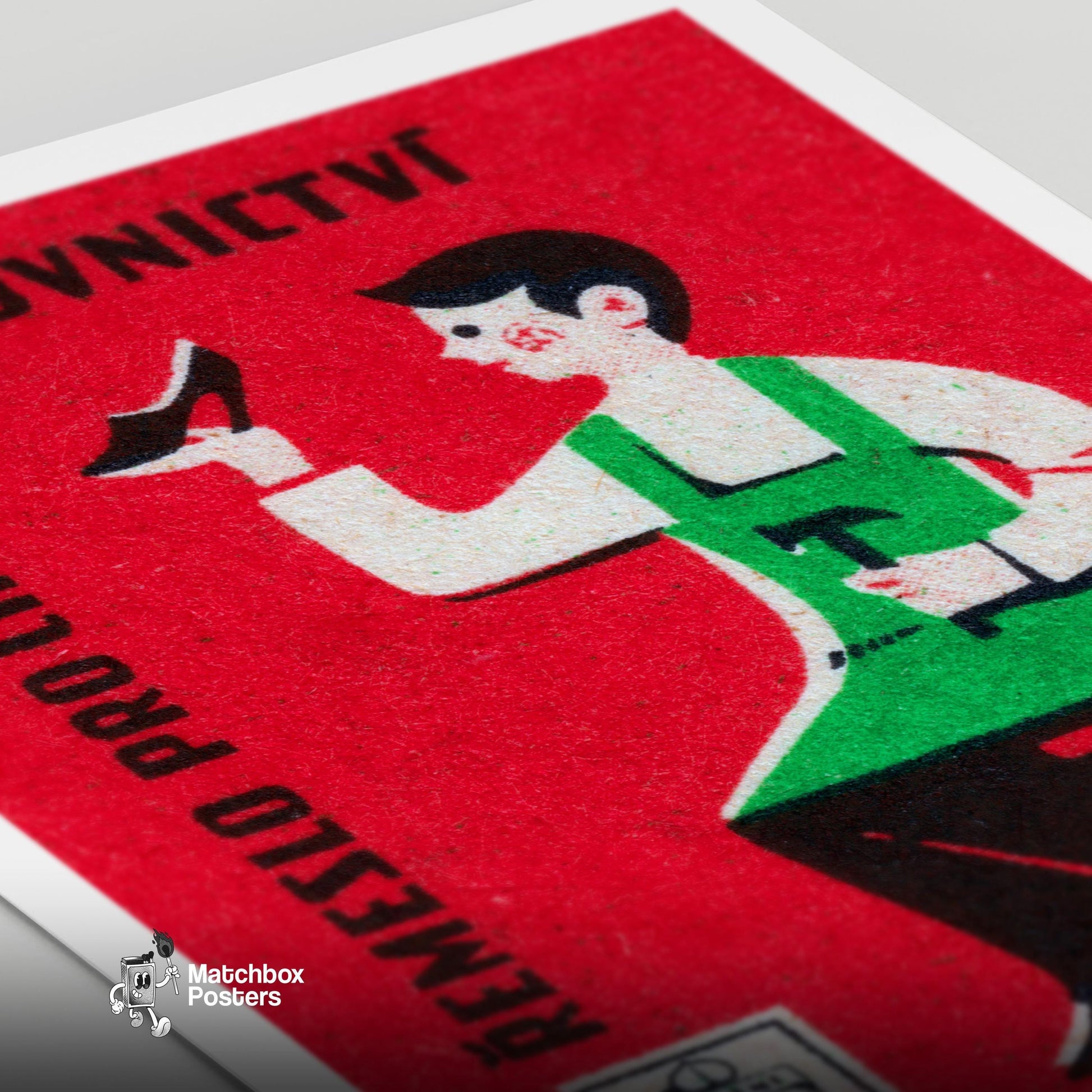 Shoe Maker - vintage matchbox label print - close-up detail