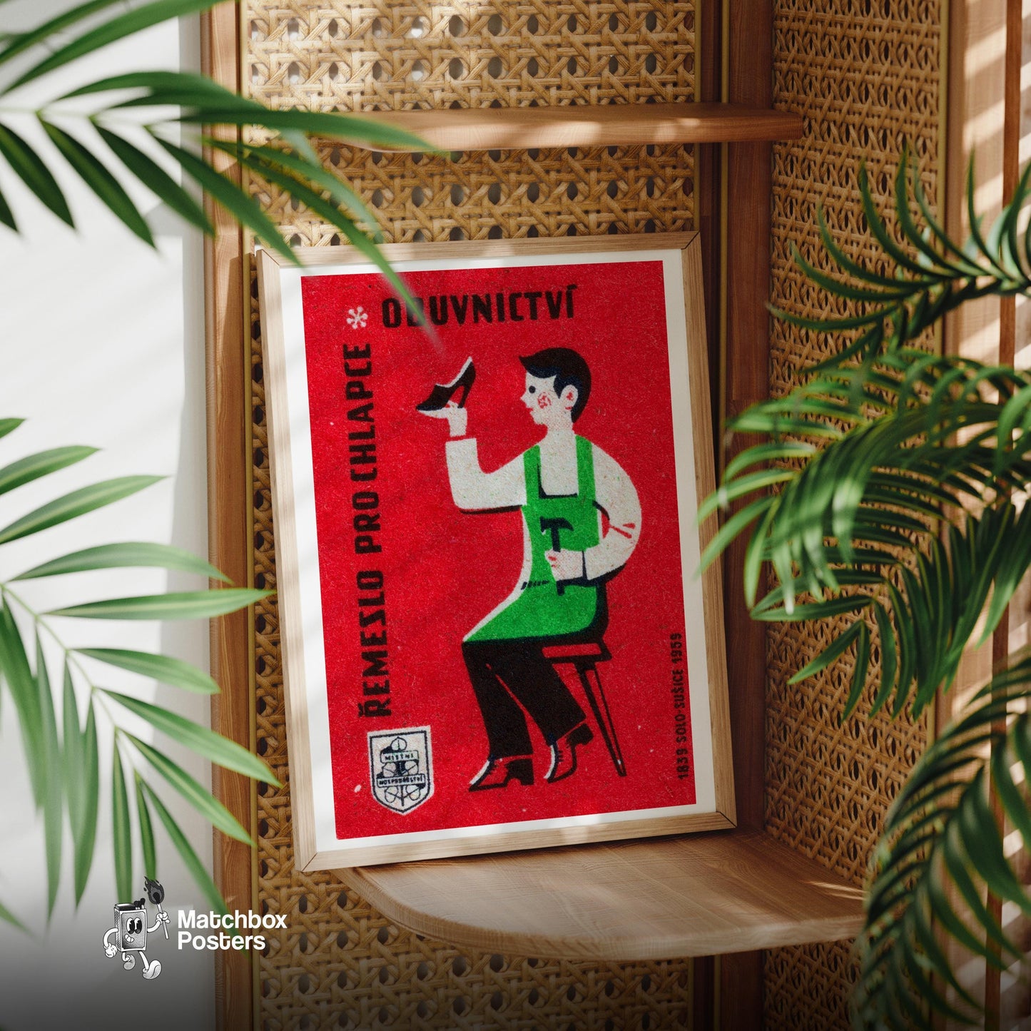 Shoe Maker - vintage matchbox label print - office wall
