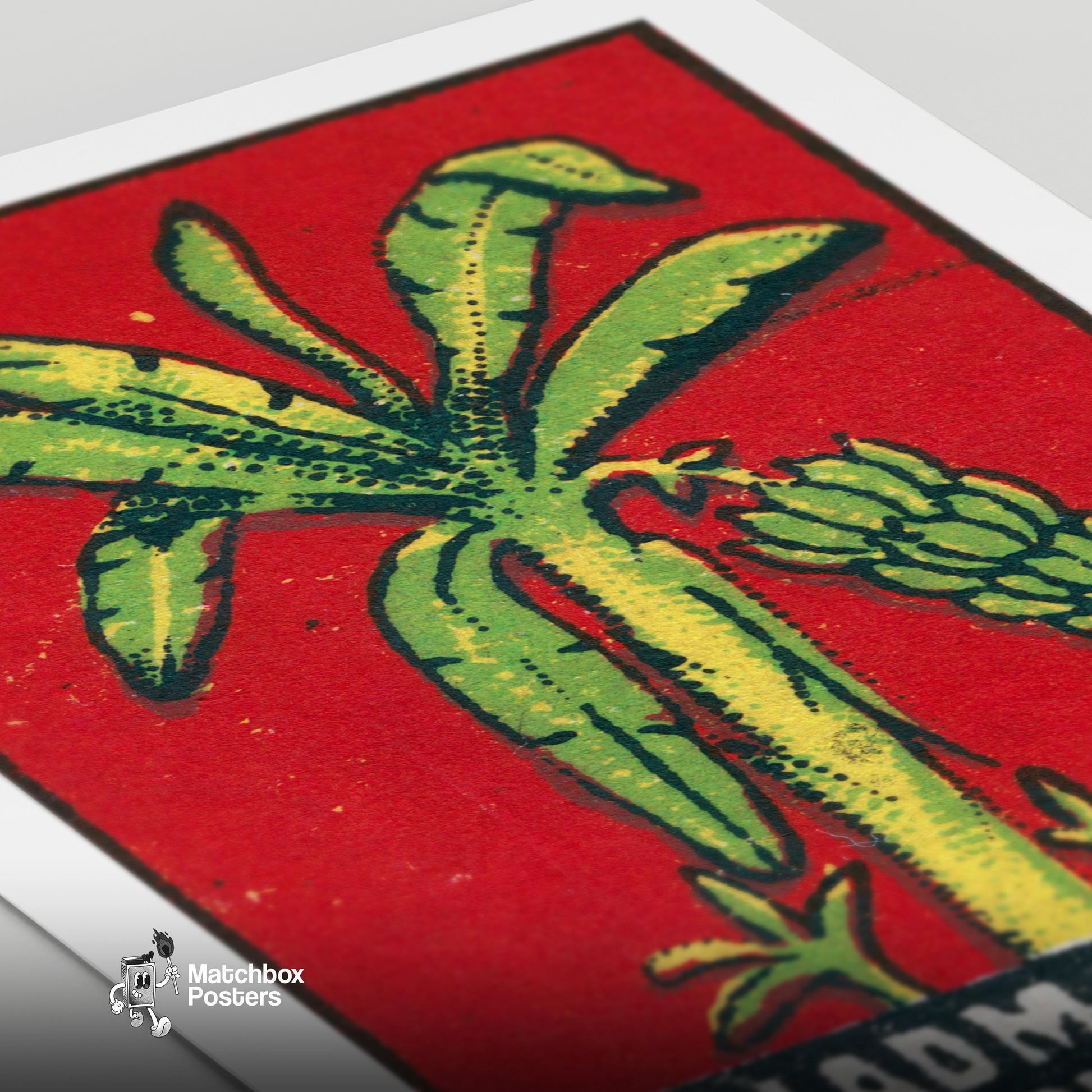 Banana Tree - vintage matchbox label print - close-up detail