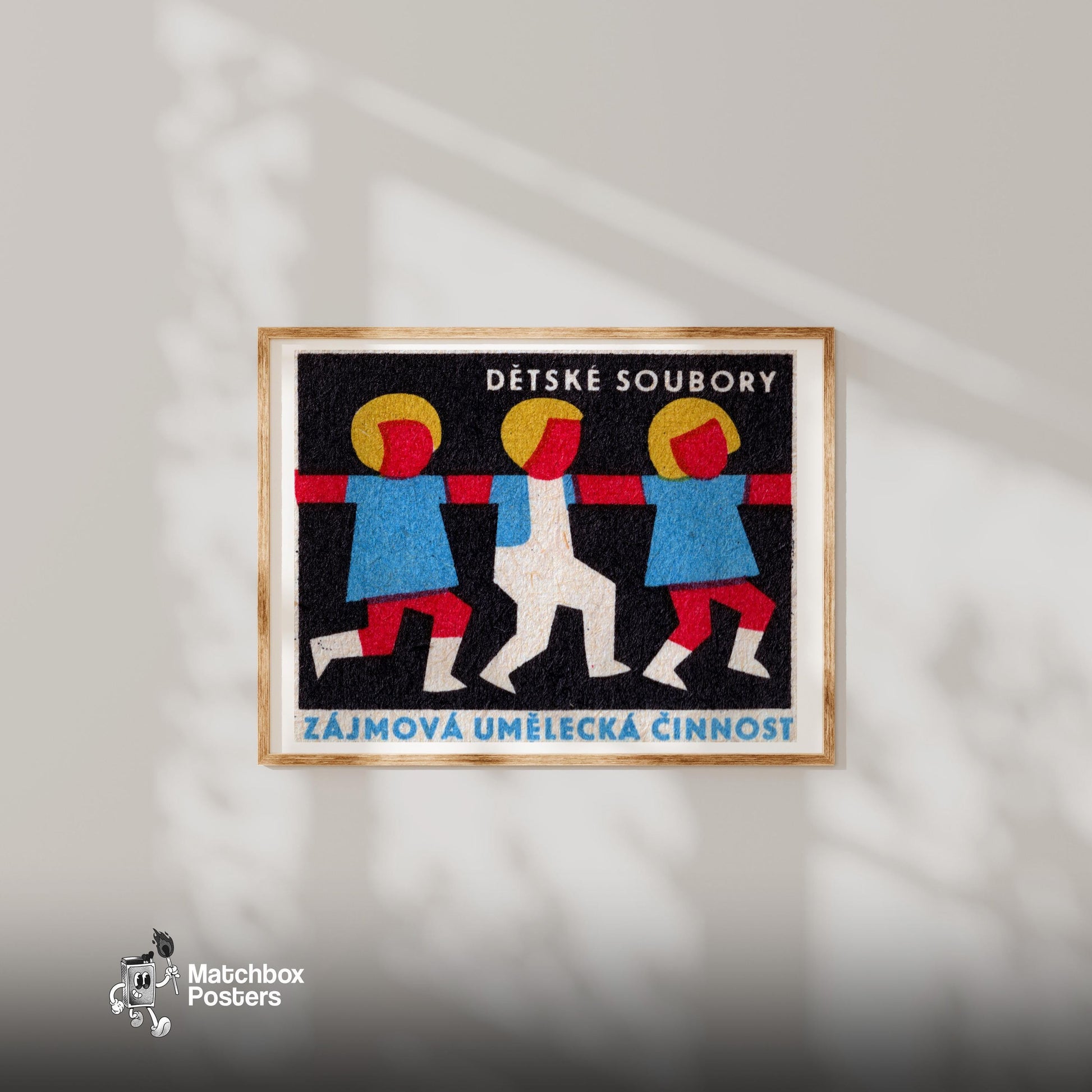 Children Dancing - vintage matchbox label print - bedroom mockup
