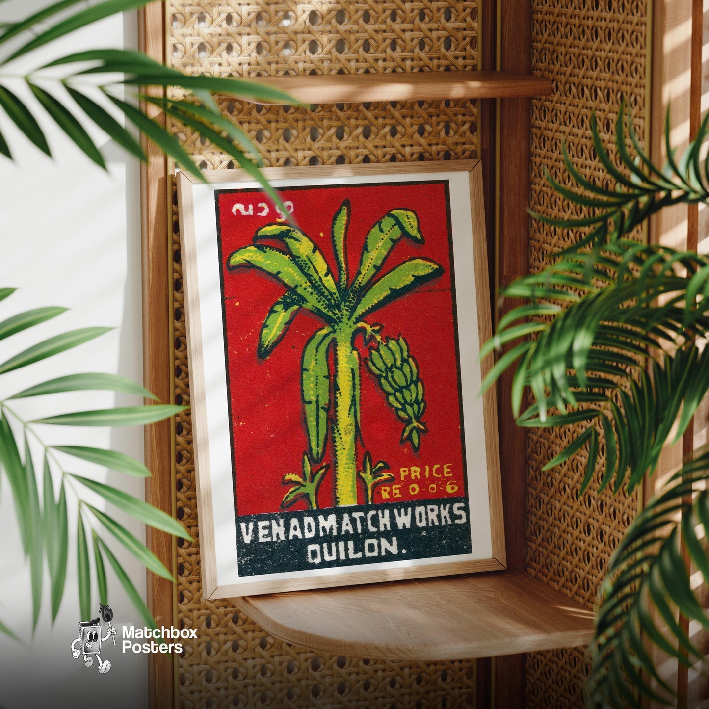 Banana Tree - vintage matchbox label print - office wall