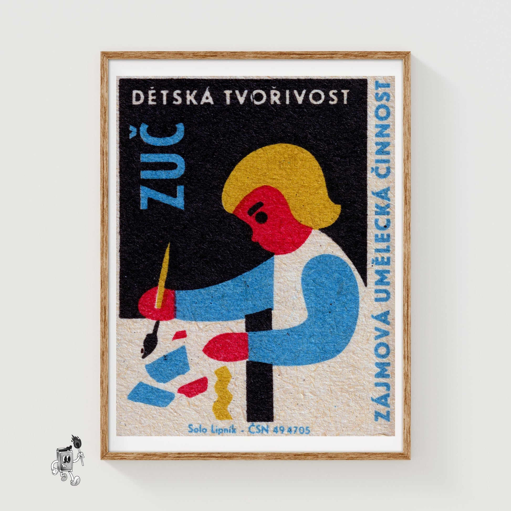 Girl Painting - vintage matchbox label print