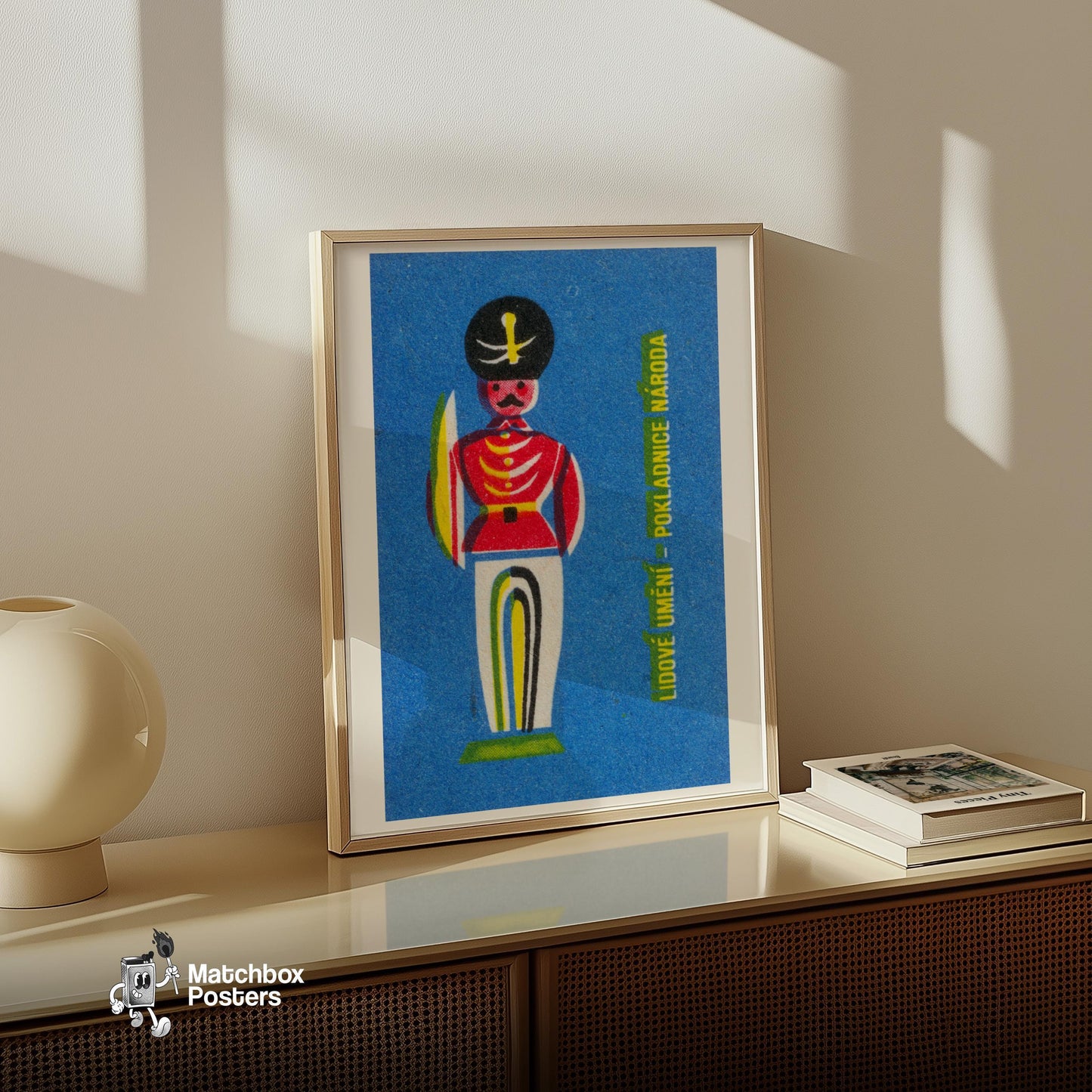 Stylized Soldier - vintage matchbox label print - size comparison