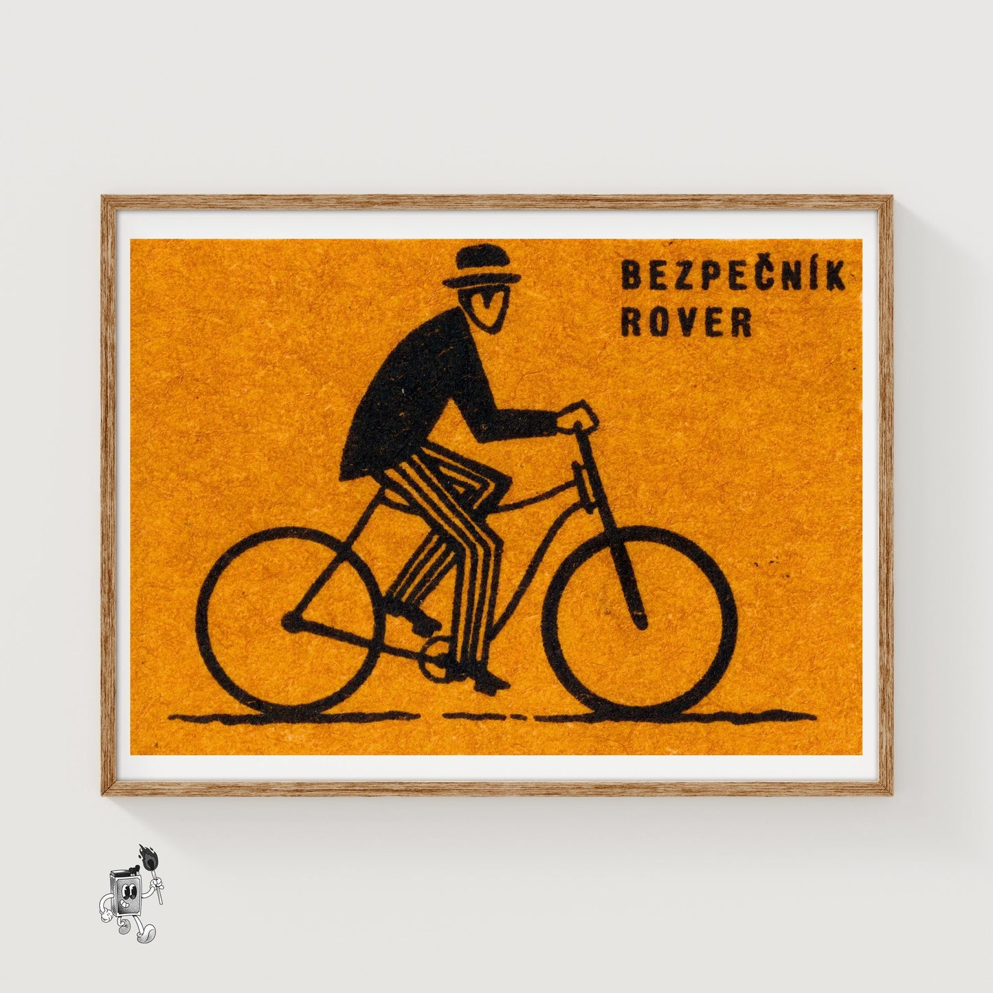 Cyclist - vintage matchbox label print
